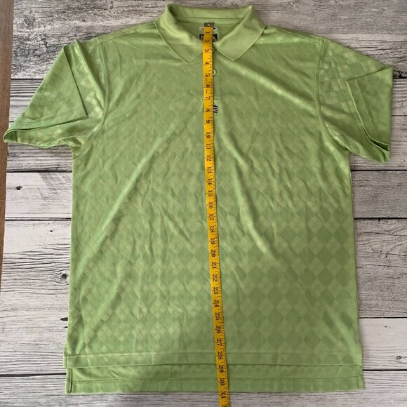 Adidas ClimaCool Green Diamond Print Golf Polo Shirt - Picture 7 of 8